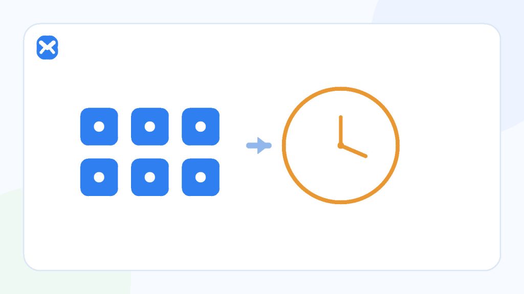 A six-digit verification code beside a timer, with an old code fading and a new code becoming active.
